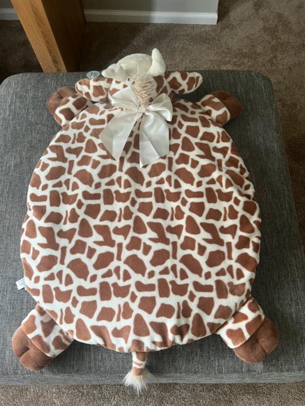 Bearington Baby Giraffe Patches Belly Blanket Plush Lovey Security Blanket